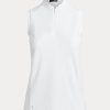 White Women’s Ralph Lauren Sleeveless Quarter-Zip Polo Shirts