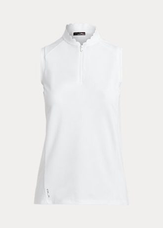 White Women’s Ralph Lauren Sleeveless Quarter-Zip Polo Shirts