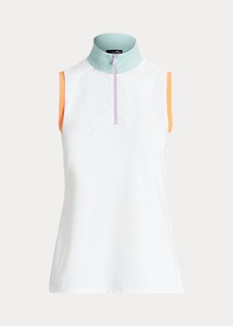 White Women’s Ralph Lauren Sleeveless Quarter-Zip Polo Shirts