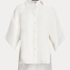 White Women’s Ralph Lauren Soloman Linen Blouse Shirts White Women’s Ralph Lauren Soloman Linen Blouse Shirts
