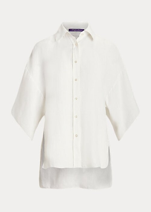 White Women’s Ralph Lauren Soloman Linen Blouse Shirts White Women’s Ralph Lauren Soloman Linen Blouse Shirts