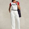 White Women’s Ralph Lauren Straight-Leg Satin Pants White Women’s Ralph Lauren Straight-Leg Satin Pants