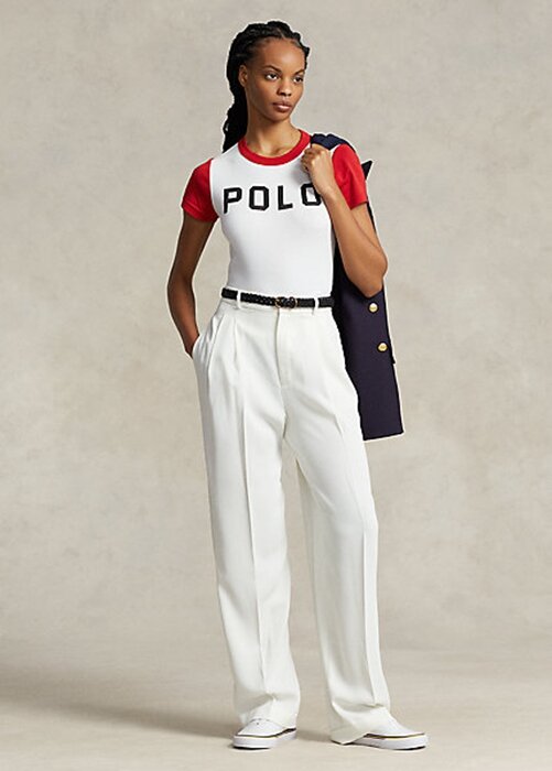 White Women’s Ralph Lauren Straight-Leg Satin Pants White Women’s Ralph Lauren Straight-Leg Satin Pants