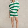 White Women’s Ralph Lauren Striped Drawstring Athletic  Shorts