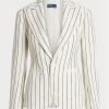 White Women’s Ralph Lauren Striped Linen Jacquard  Blazers
