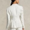 White Women’s Ralph Lauren Striped Linen Jacquard  Blazers