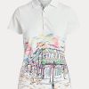 White Women’s Ralph Lauren Tailored Fit French Quarter-Motif Polo Shirts