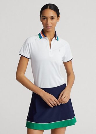 White Women’s Ralph Lauren Tailored Fit Quarter-Zip Polo Shirts