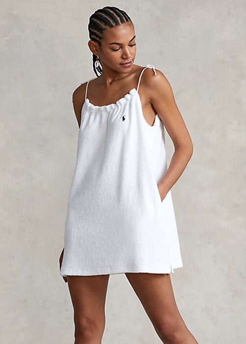 White Women’s Ralph Lauren Terry Tie-Shoulder Dress White Women’s Ralph Lauren Terry Tie-Shoulder Dress