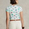 White Women’s Ralph Lauren Travel Motif Ribbed Cotton T Shirts White Women’s Ralph Lauren Travel Motif Ribbed Cotton T Shirts