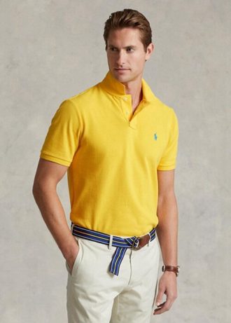 Yellow Men’s Ralph Lauren Custom Slim Fit Mesh Polo Shirts