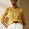 Yellow Women’s Ralph Lauren Cable-Knit Silk Crewneck Sweaters