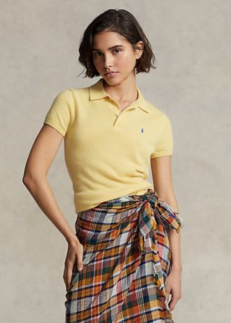 Yellow Women’s Ralph Lauren Slim Fit Cashmere Polo Shirts